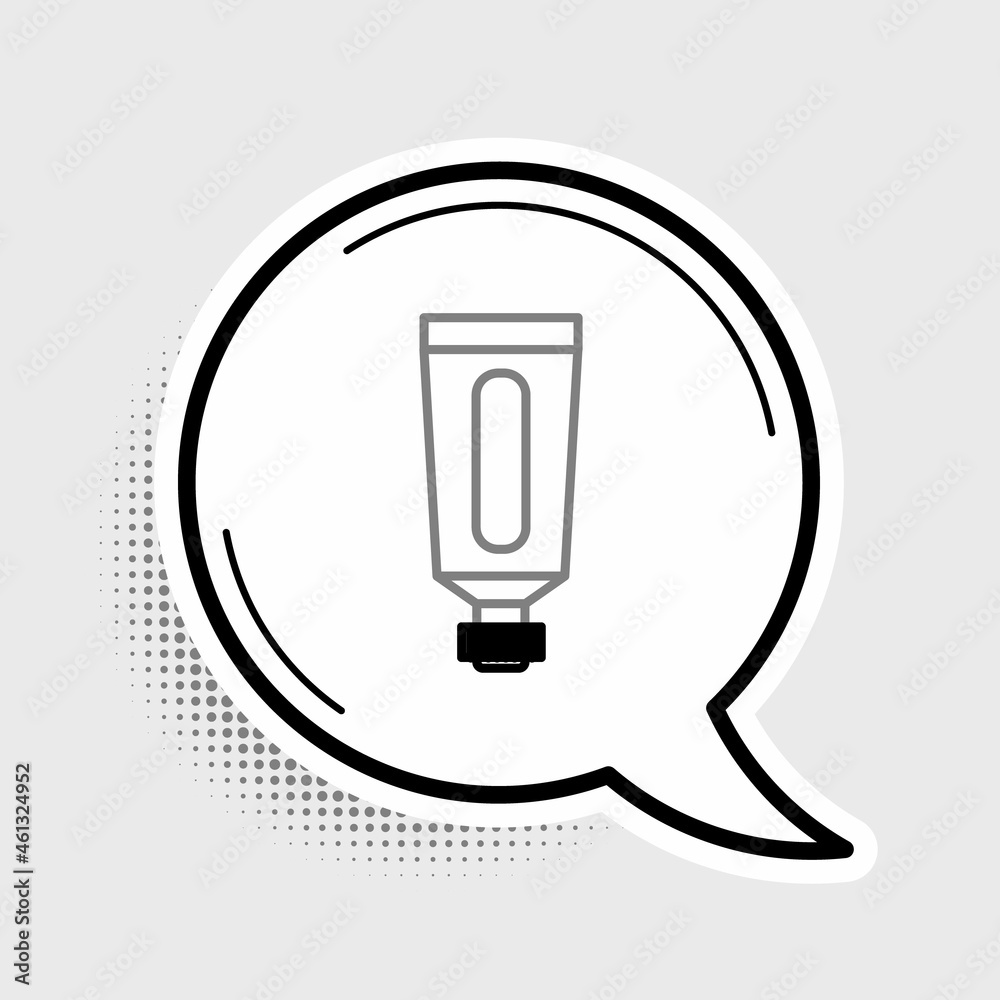 Line Cream or lotion cosmetic tube icon isolated on grey background. Body care products for men. Colorful outline concept. Vector Line Cream or lotion cosmetic tube icon isolated on grey background. Body care products for men. Colorful outline concept. Vector