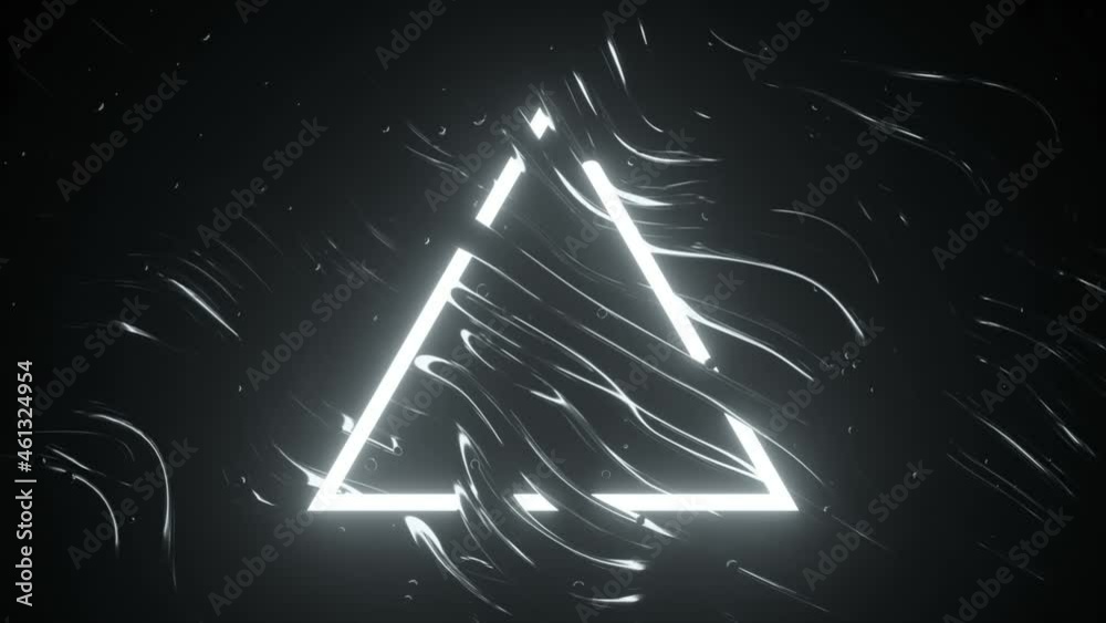 Flashing wires and triangle. Abstract club composition with neon flashes. 3d animation of a seamless loop