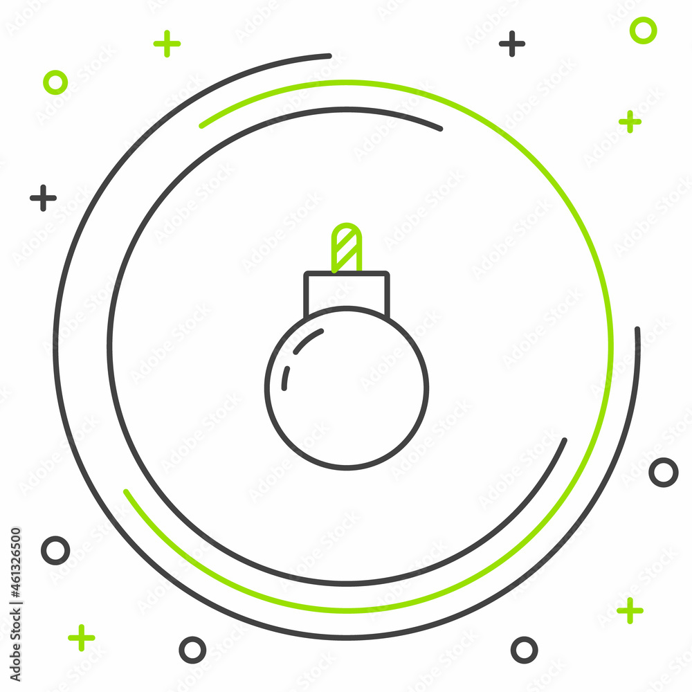 Line Bomb ready to explode icon isolated on white background. Colorful outline concept. Vector Line Bomb ready to explode icon isolated on white background. Colorful outline concept. Vector