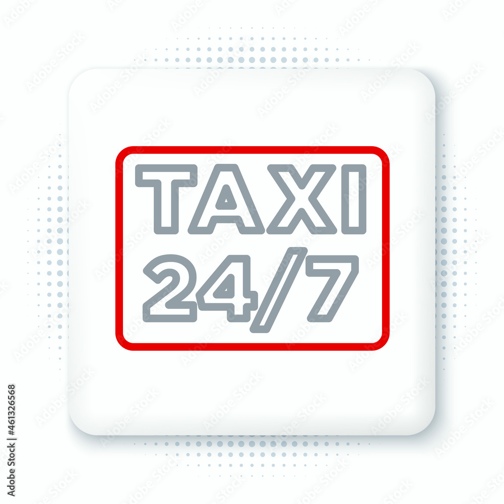 Line Map pointer with taxi icon isolated on white background. Location symbol. Colorful outline concept. Vector Line Map pointer with taxi icon isolated on white background. Location symbol. Colorful outline concept. Vector