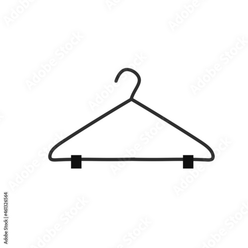 Hanger. Wardrobe aluminum item for storing clothes. Flat cartoon illustration
