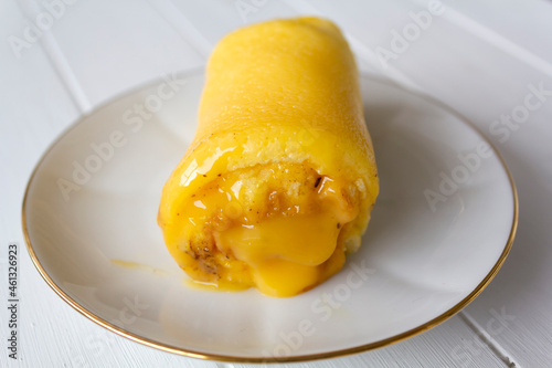 Traditional portuguese sweet called Torta de Azeitao photo