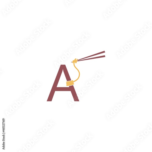 Noodle design wrapped around a letter A icon template