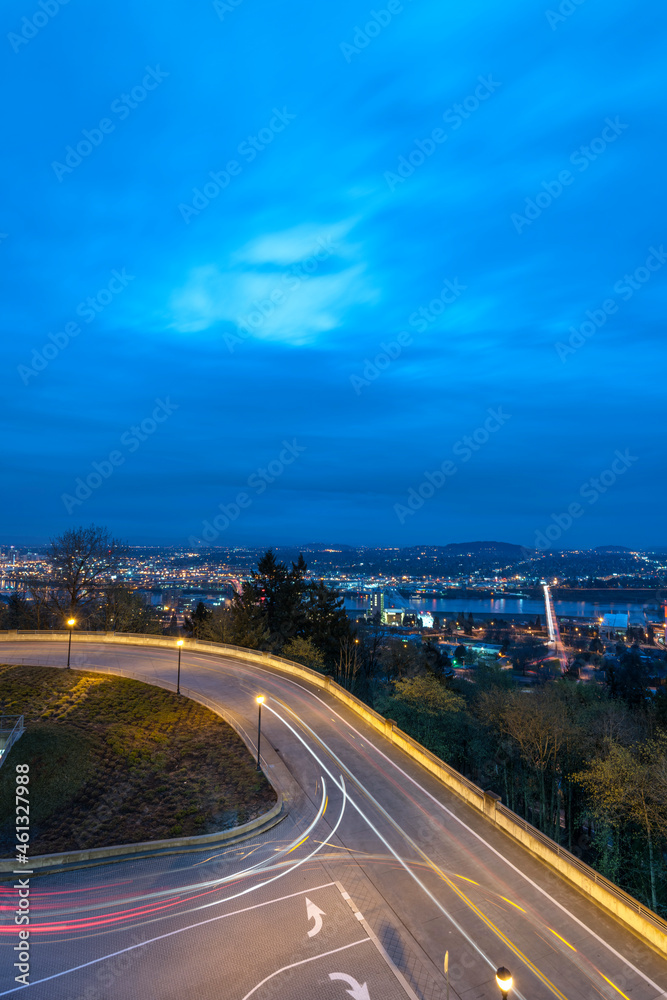 Portland , Oregon and evening sky