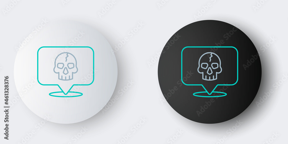 Line Skull icon isolated on grey background. Pirate captain. Happy Halloween party. Colorful outline concept. Vector