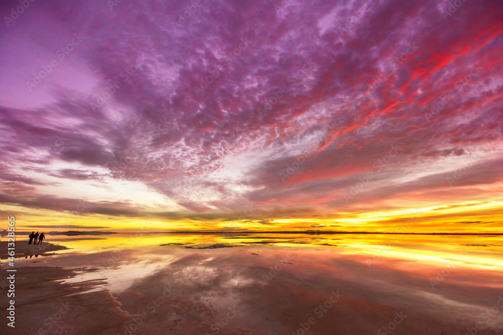 Epic sunrise in salt flat Epic sunrise in salt flat