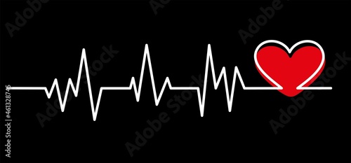Heart cardiogram continuous one line drawing minimalism design isolated on white background