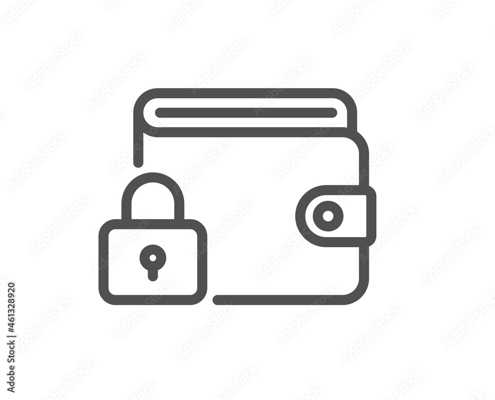 Lock line icon. Protected wallet sign. Money protection symbol. Quality design element. Line style lock icon. Editable stroke. Vector Lock line icon. Protected wallet sign. Money protection symbol. Quality design element. Line style lock icon. Editable stroke. Vector
