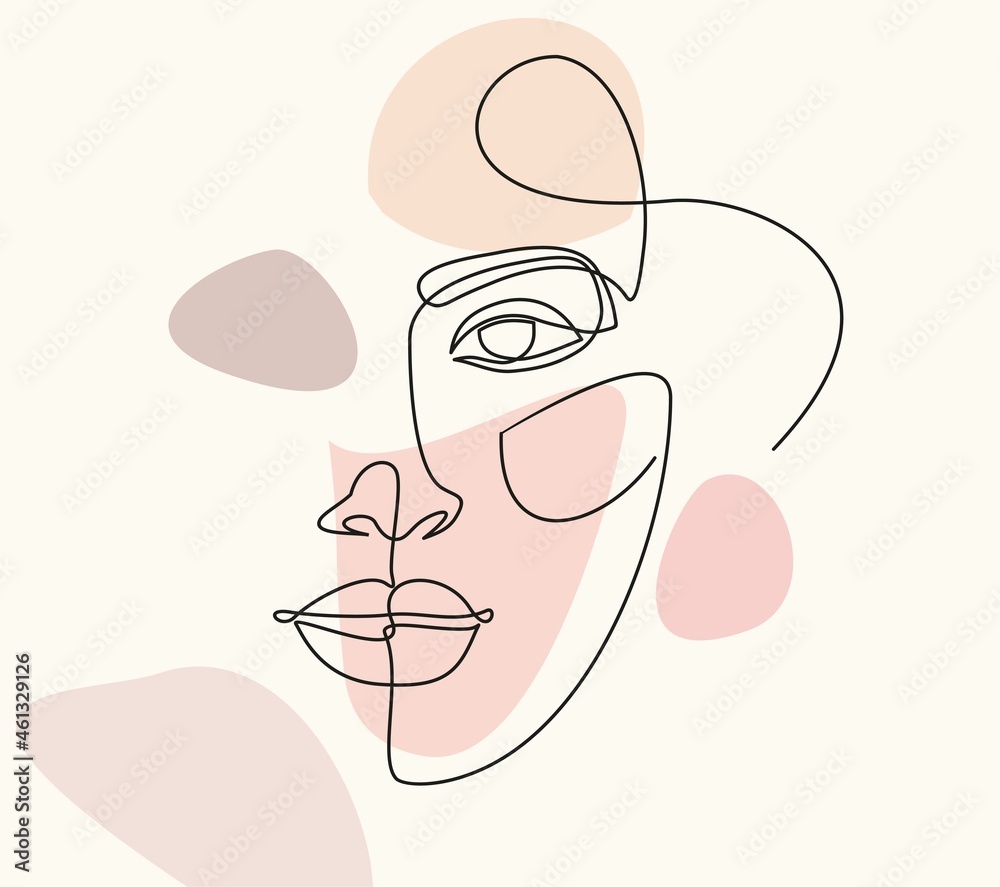 Abstract poster with minimal woman face.One line drawing style. Abstract poster with minimal woman face.One line drawing style.