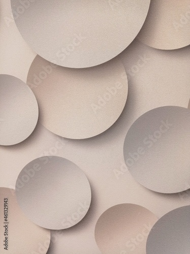 3 d wallpaper with three-dimensional circles. The background is brown and beige.