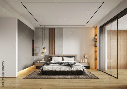 3d render of hotel room
