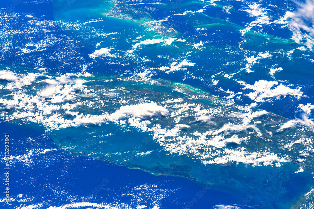 Natural Beauty of the Caribbean. Digital Enhancement. Elements of this image furnished by NASA