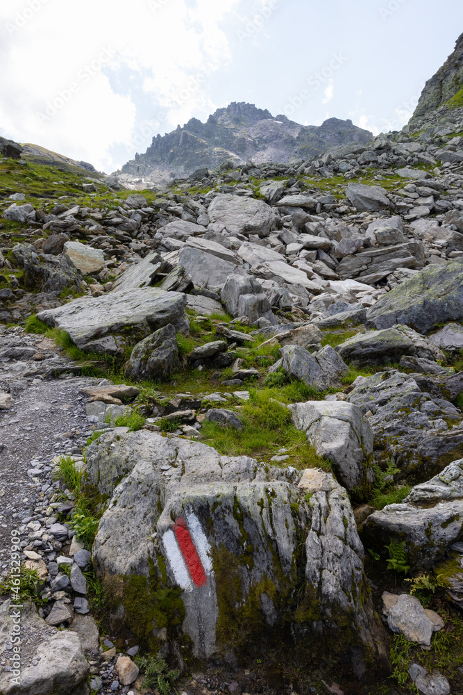 Amazing hiking day in one of the most beautiful area in Switzerland called Pizol in the canton of Saint Gallen. What a wonderful landscape in Switzerland at a sunny day.