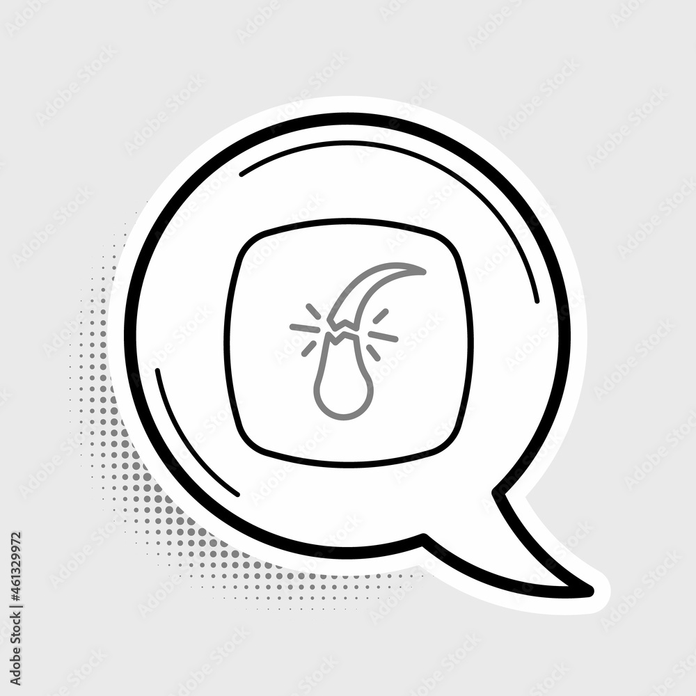 Fototapeta premium Line Broken hair follicle icon isolated on grey background. Hair care treatment. Colorful outline concept. Vector