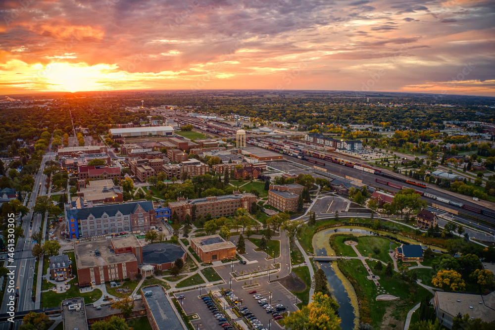 Aerial View of a large Public University in Grand Forks, North Dakota