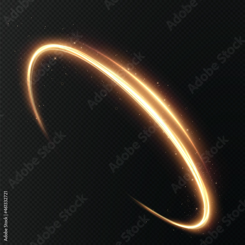 Light golden Twirl. Curve light effect of golden line. Luminous golden circle. Light gold pedistal, podium, platform, table. Vector PNG. Vector illustration 