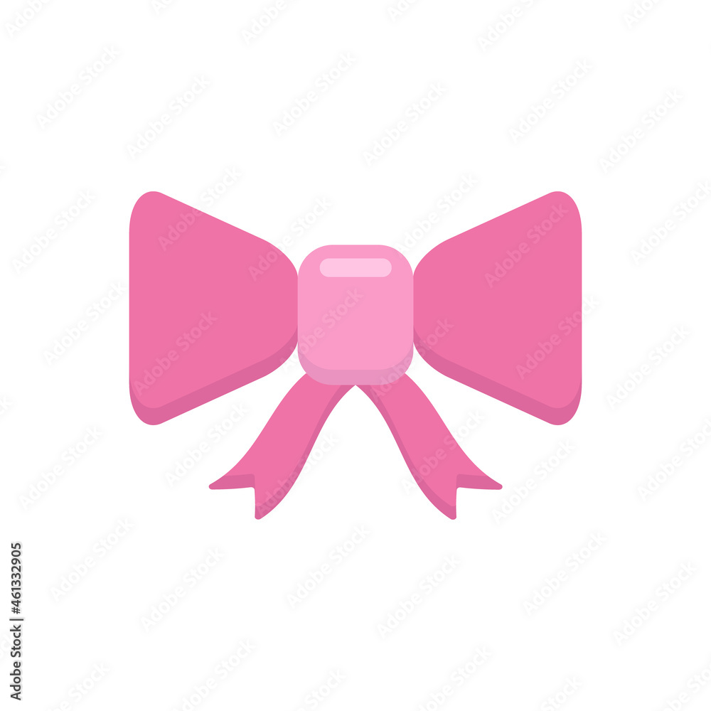 Fototapeta premium Vector pink bow on an isolated background. festive cute flat bow on gift wrapping. a symbol of a holiday and a gift