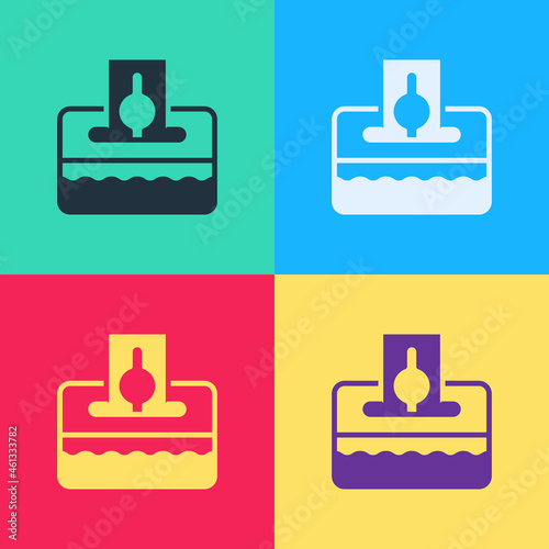 Pop art Donate or pay your zakat as muslim obligatory icon isolated on color background. Muslim charity or alms in ramadan kareem before eid al-fir. Vector