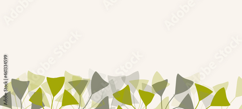 Floral web banner with drawn color exotic leaves. Nature concept design. Modern floral compositions with summer branches. Vector illustration on the theme of ecology, natura, environment