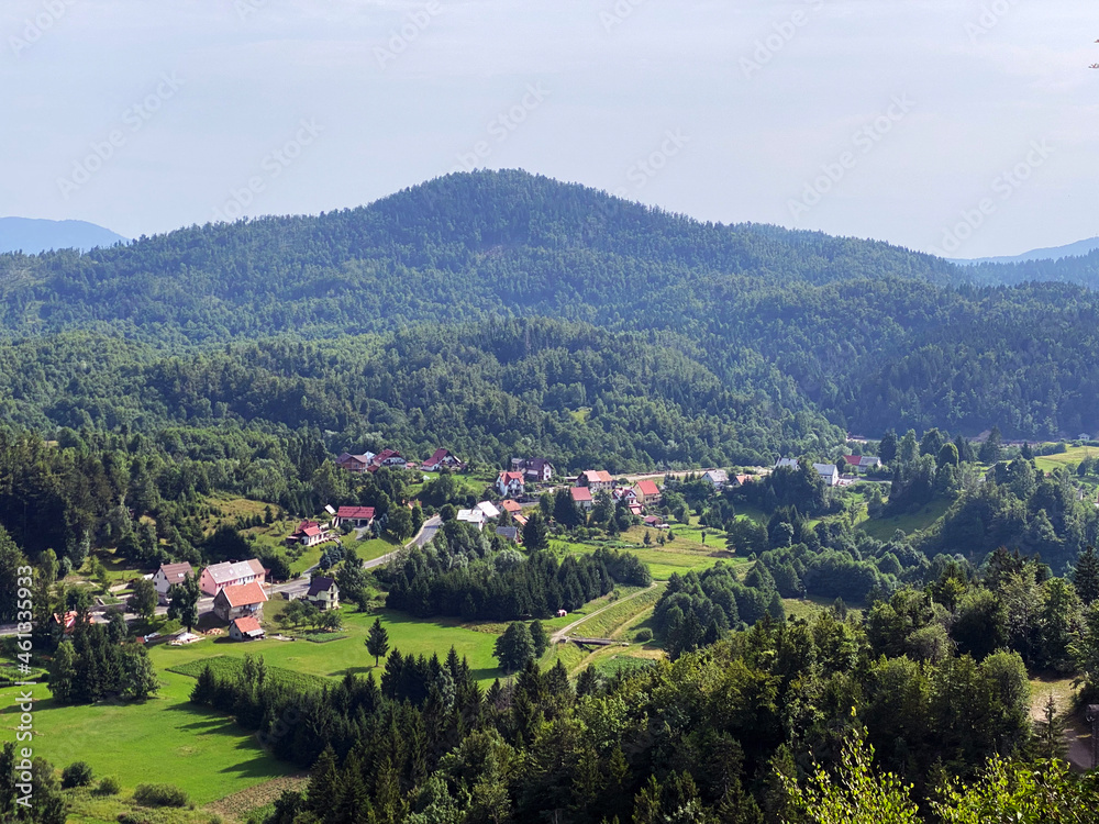 View of the settlement Lokve and the forest area of Gorski kotar - Croatia (Pogled na naselje Lokve i šumsko područje Gorskog kotara - Hrvatska)