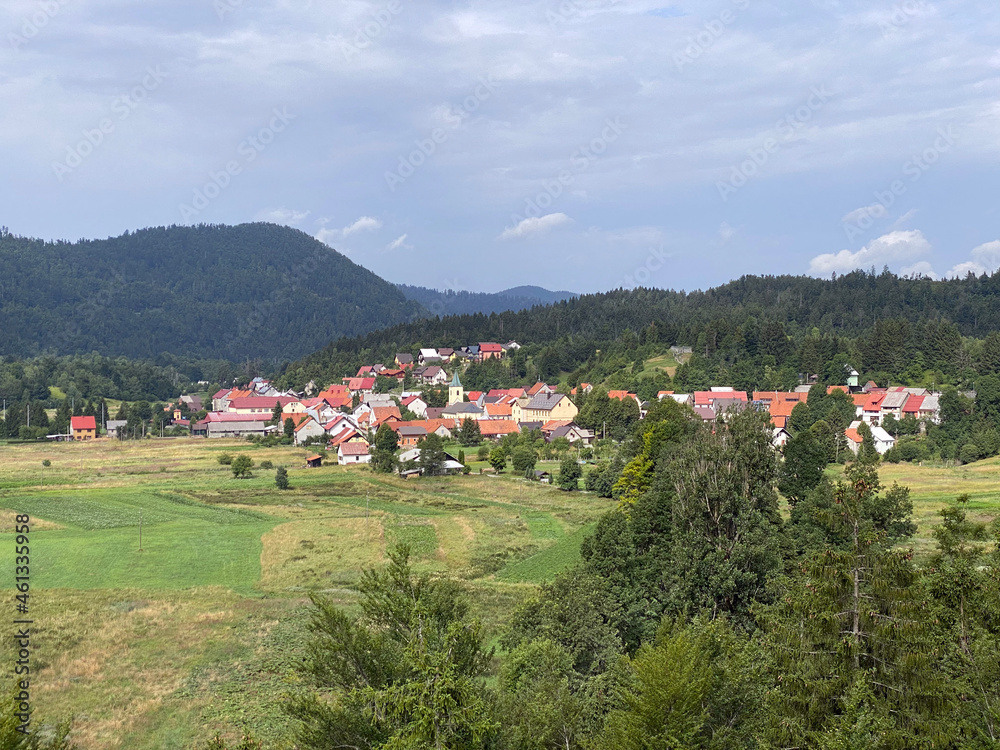 View of the settlement Lokve and the forest area of Gorski kotar - Croatia (Pogled na naselje Lokve i šumsko područje Gorskog kotara - Hrvatska)