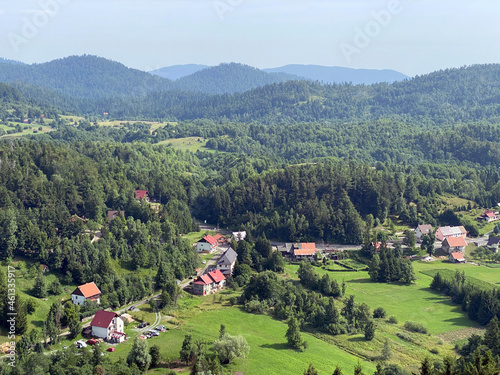 View of the settlement Lokve and the forest area of Gorski kotar - Croatia (Pogled na naselje Lokve i šumsko područje Gorskog kotara - Hrvatska) photo