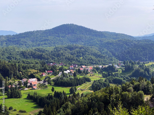 View of the settlement Lokve and the forest area of Gorski kotar - Croatia  Pogled na naselje Lokve i   umsko podru  je Gorskog kotara - Hrvatska 