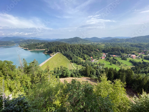 View of the settlement Lokve and the forest area of Gorski kotar - Croatia (Pogled na naselje Lokve i šumsko područje Gorskog kotara - Hrvatska) photo