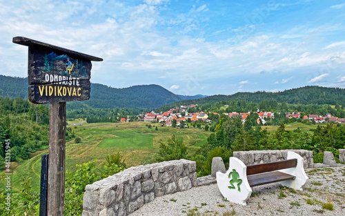 View of the settlement Lokve and the forest area of Gorski kotar - Croatia (Pogled na naselje Lokve i šumsko područje Gorskog kotara - Hrvatska) photo