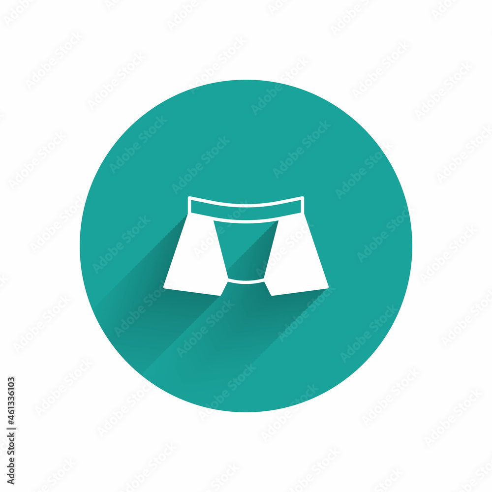 White Men underpants icon isolated with long shadow background. Man underwear. Green circle button. Vector White Men underpants icon isolated with long shadow background. Man underwear. Green circle button. Vector