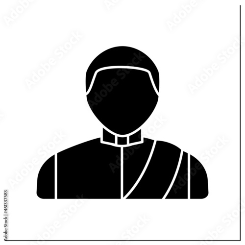 Man glyph icon. Thai man in traditional suit. Country citizen.Thailand concept. Filled flat sign. Isolated silhouette vector illustration