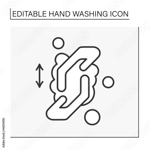  Regulations line icon. Rules of correct hand washing.Rub hands together and scrub palms. Hygiena concept. Isolated vector illustration. Editable stroke