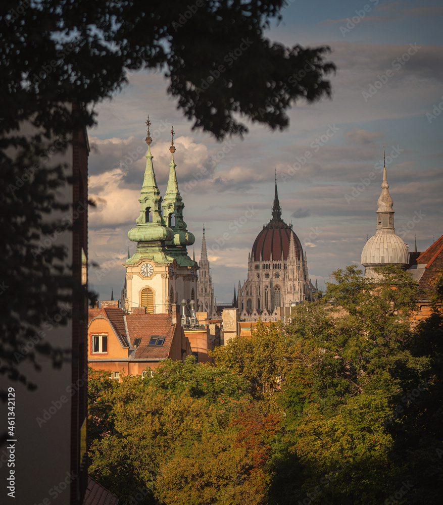 View on the Hungarian Parliament with temple towers