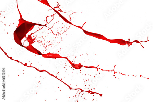 Red paint splash isolated on white background.
