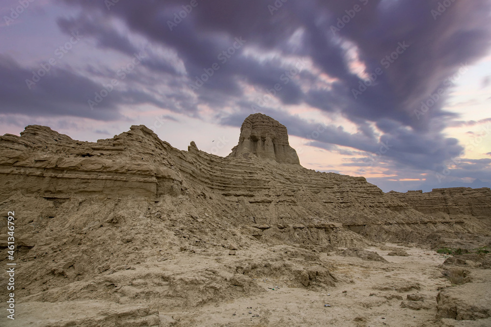 Makran Coastal Highway along Pakistan's Arabian Sea coast from Karachi to Gwadar in Balochistan province. Selective focus