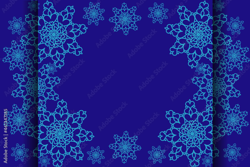Winter frame with snowflakes. horizontal, with place for your text on dark background Winter frame with snowflakes. horizontal, with place for your text on dark background