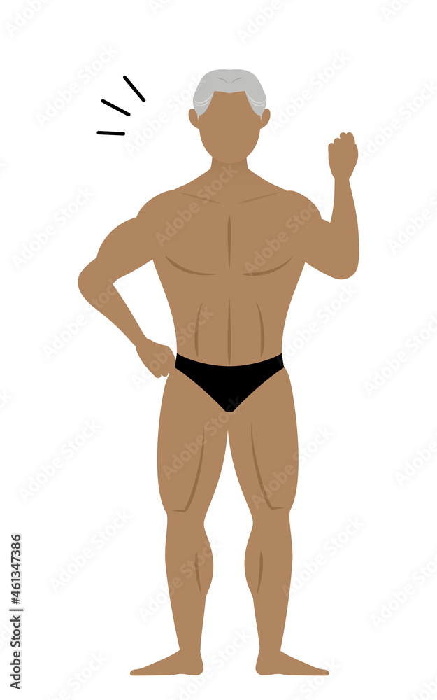 Fototapeta premium 小さくガッツポーズをとるボディビルダーのシニア男性