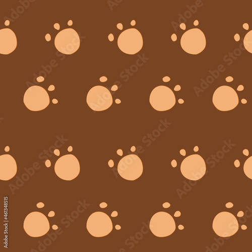 Animal paw footprint, cute ornament. Vector seamless pattern. Background illustration, decorative design for fabric or paper. Ornament modern