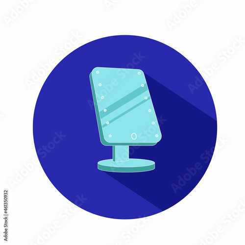 A cosmetic mirror with LED lighting flat vector icon isolated on white background