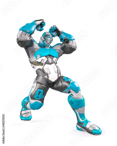 future soldier is doing a smash pose on white background