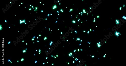 Glowing and colorful granules are scattered and scattered on the screen in an attractive way