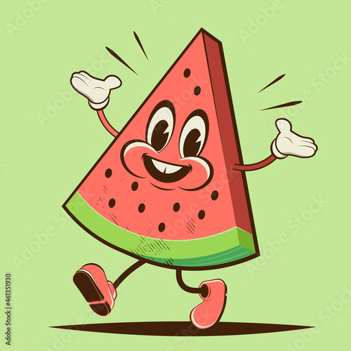 funny melon retro cartoon illustration