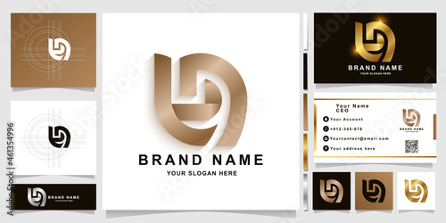 Letter tn or U9 monogram logo template with business card design photo