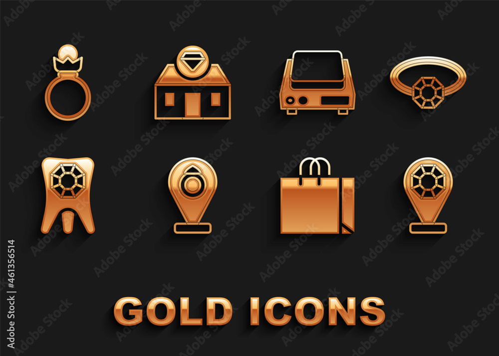 Set Jewelry store, Diamond engagement ring, Shopping bag jewelry, Tooth with diamond, Electronic scales, and icon. Vector Set Jewelry store, Diamond engagement ring, Shopping bag jewelry, Tooth with diamond, Electronic scales, and icon. Vector