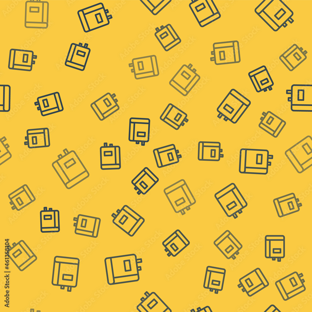 Blue line Book icon isolated seamless pattern on yellow background. Vector