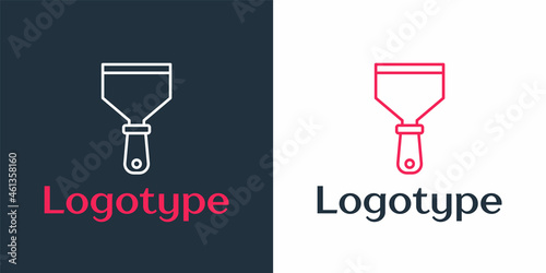 Logotype line Putty knife icon isolated on white background. Spatula repair tool. Spackling or paint instruments. Logo design template element. Vector
