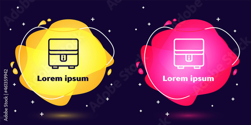 Set line Jewelry box icon isolated on blue background. Casket with jewelry. Abstract banner with liquid shapes. Vector