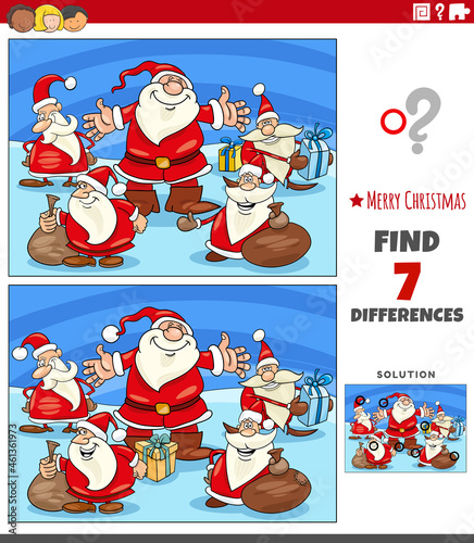 differences game for kids with Santa Claus characters