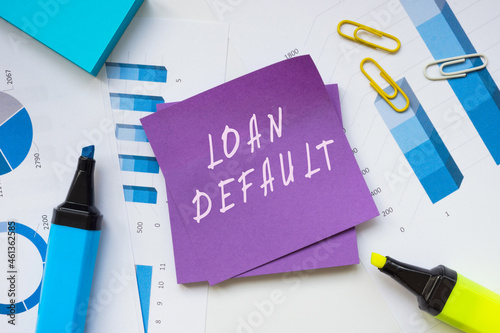  Financial concept about LOAN DEFAULT with phrase on the page.