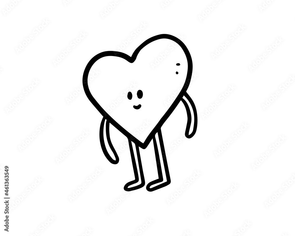 a doodle illustration of a heart character. a part of the hand-drawn drawing of funny characters for an avatar, sticker, coloring, etc. a doodle illustration of a heart character. a part of the hand-drawn drawing of funny characters for an avatar, sticker, coloring, etc.